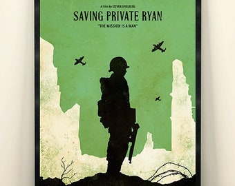 Steven Spielberg Saving Private Ryan Minimalist Movie Poster, 90s Movie Poster