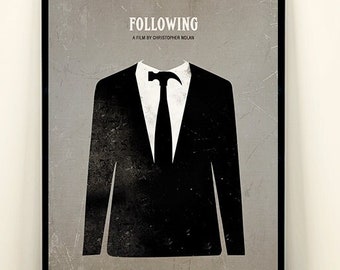Following Christopher Nolan Minimalist Movie Poster, Movie Art, Vintage Movie poster