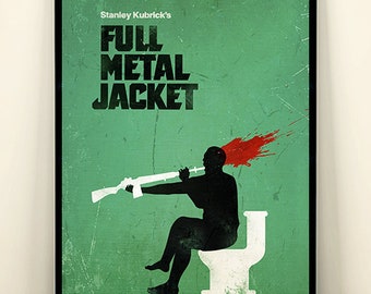 Stanley Kubrick Full Metal Jacket Minimalist Movie Poster, Kubrick Artwork, Vintage Movie Poster