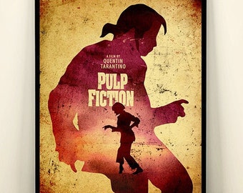 Quentin Tarantino Pulp Fiction Minimalist Movie Poster, Tarantino Artwork, Vintage Movie Poster