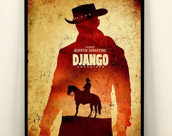 Quentin Tarantino Django Unchained Minimalistisches Filmplakat, Tarantino Kunstwerk, Vintage Filmplakat