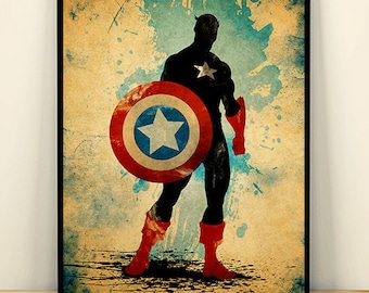 The Avengers Captain America Superhero Minimalist Movie Poster