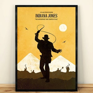 Steven Spielberg Indiana Jones Minimalist Movie Poster, 80s Movie Poster