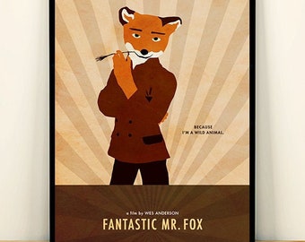 Wes Anderson Fantastic Mr. Fox Minimalist Movie Poster
