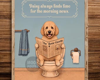 Affiche personnalisée humoristique Goldendoodle avec citation sur les toilettes, décoration pour chien Doodle