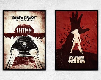 Death Proof Quentin Tarantino and Planet Terror Robert Rodriguez Minimalist Movie Poster, Movie Art, Vintage Movie poster