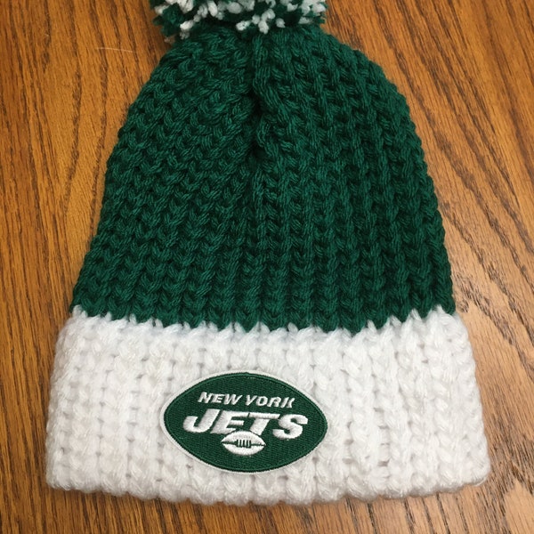 New York Jets Knitted Winter Hat Embroidered Logo with Pompom