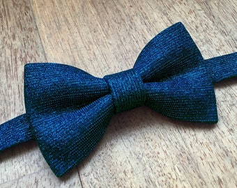 Blue glitter bow tie, men’s, glittering cerulean light blue pretied, adjustable, for weddings, groom and groomsmen suit ties