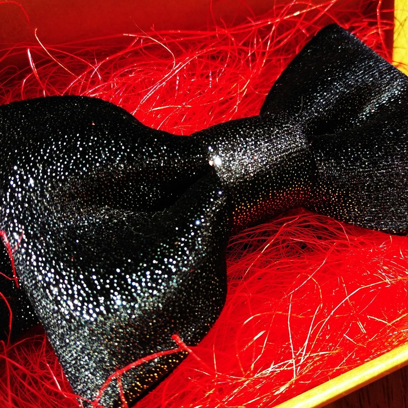 Black glitter bow tie men / mens bowtie glitter / black bowtie Etsy