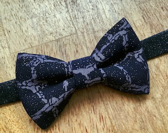 Denim glitter bow tie, blue jeans shimmer accessory, dark denim, shiny sparkles statement bow tie, pretied, adult size, for groom