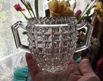 Imperial Ohio Glass Monticello / Waffle Block Punch Cup s Clear Glass Ca;1920 