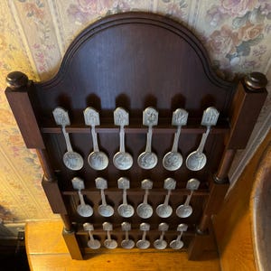 Vintage Collectible SPOON Rack 1977 Franklin Mint PEWTER Craftsmen Of America Hanging Instant Collection Collector Gift Idea Made in USA Set