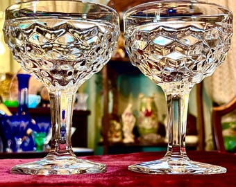 Fostoria American Hexagon Footed Dessert Champagne Tall Sherbet 4 3/4” Set of 2