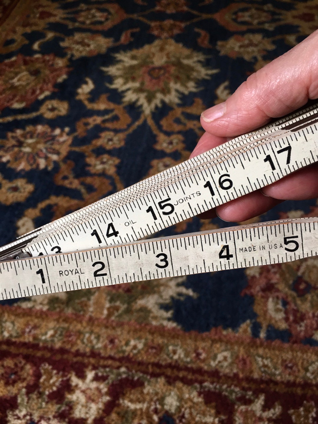 Extending Measuring Ruler Vintage ROYAL Extension Ruler Tape Measure Rustic Wooden Metal Joint ...