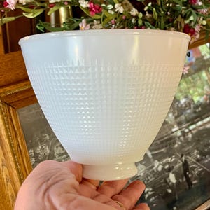 Vintage Corning No 820090 Torchiere Lamp Shade 2.25 Fitter Size 6 Inch Replacement Banquet White Milk Glass Diffuser Waffle Weave Honeycomb