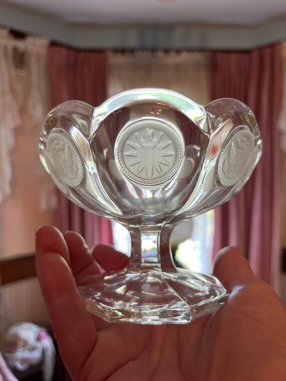 Vintage Fostoria 1886 COIN Glass Clear Lead Crystal OPEN Jam JELLY