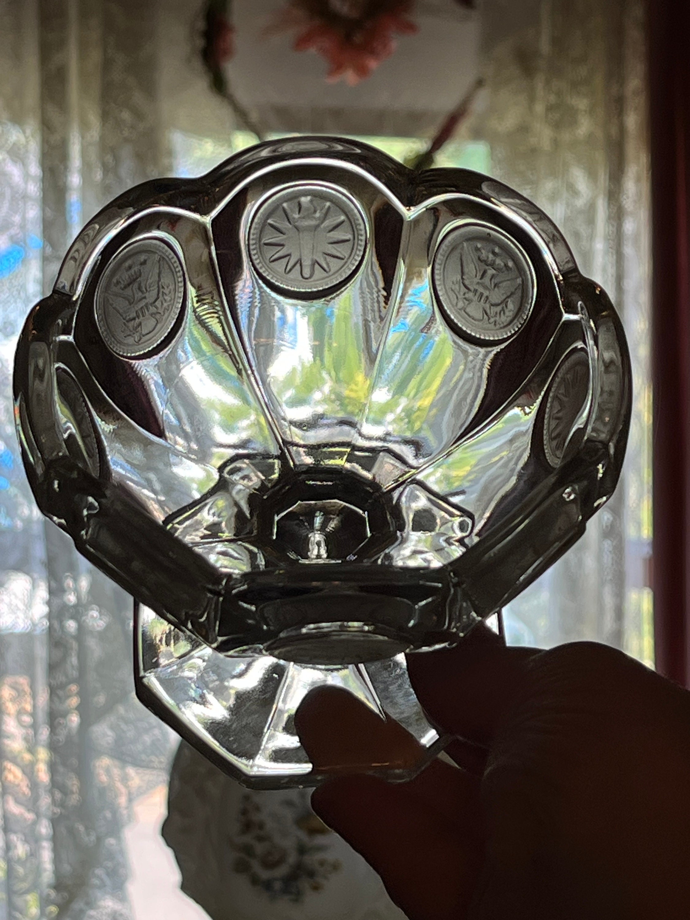 Vintage Fostoria 1886 COIN Glass Clear Lead Crystal OPEN Jam JELLY