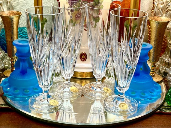 Vintage Princess House Royal Highlights PILSNER GLASS SET of 4 Collectible Beer Glass Pattern Wedding Gift Idea Made of 24% Lead Crystal New