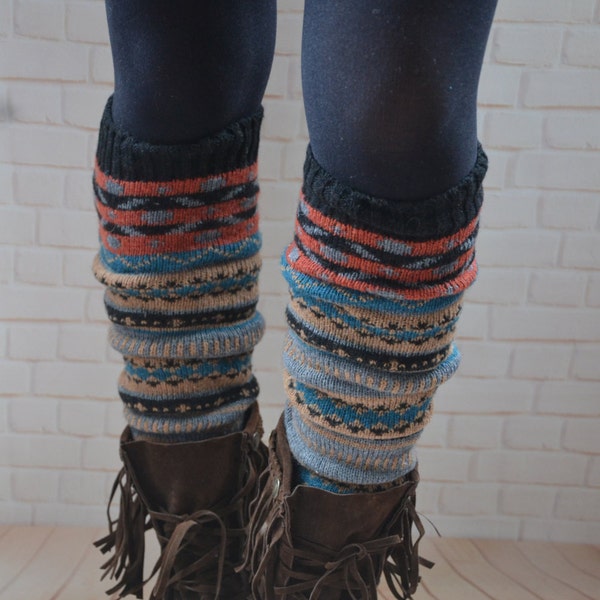 Bohemian Socken,Weihnachtsstulpen,Böhmen Stulpen,Strick Damen Stulpen,Stulpen aus Wolle,Winter-Accessoires,