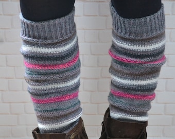 Womens wool  leg warmers,Knit  Striped  leg  warmers, knit legwear ,chunky  wool leg warmer ,cable boot cuffs ,winter accessories,