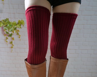 Knit Wine  red  25in  long womens Leg Warmers,The heavy winter socks,Knit woman Leg Warmers, wool   Leg Warmers, thigh high leg warmers ,