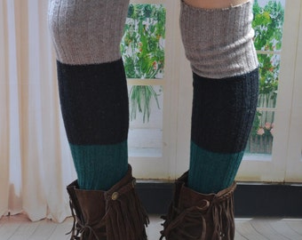 Knitted womens leg warmers,  slouchy leg warmers,knee socks, striped  Leg Warmers   Knit Boot cuffs,  women Leg Warmers ,