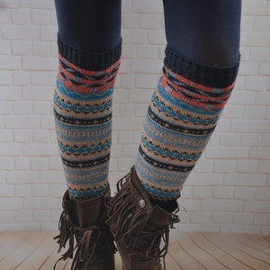 Bohemia socks,Christmas legwear,Bohemia leg warmers ,Knit womens leg warmers ,chunky leg warmer ,wool boot cuffs ,winter accessories, image 3