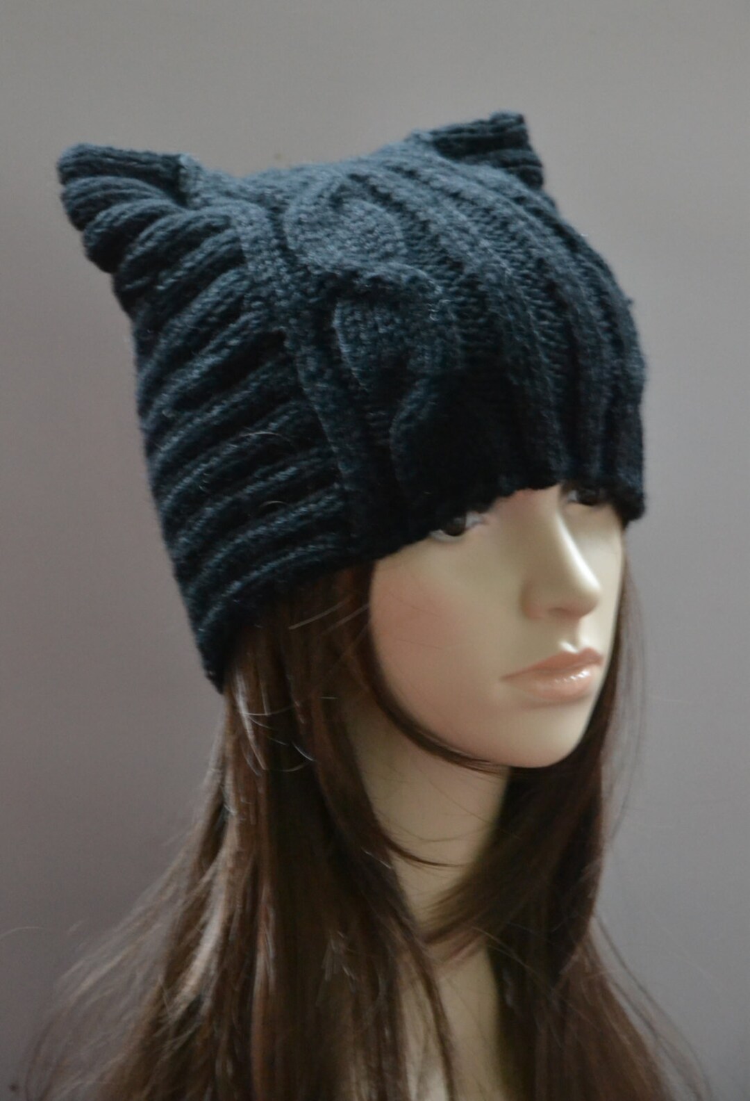 Halloween Hatblack Cat Ear Hat cat Beaniehand Knit Cat Ear Etsy