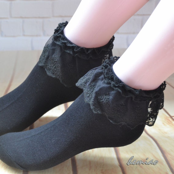 Black Womens Lace Ankle Socks Black Lace Socks Lace Ankle Socks black Lace Socks short Boot Socks Ladies Hosiery Lace Cuff Socks Etsy UK