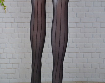 Sexy Black stripe Lace Knee Socks with pink bows , thin black socks,Soft Micro ribbon thigh high socks,knee high socks