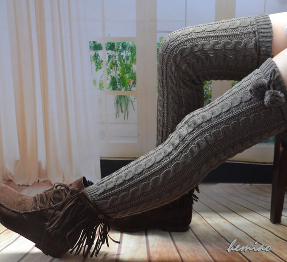 25in Long Thigh High Socks thigh Highs Leg Warmers Heavy Boot