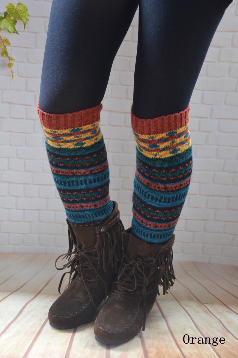 Bohemia socks,Christmas legwear,Bohemia leg warmers ,Knit womens leg warmers ,chunky leg warmer ,wool boot cuffs ,winter accessories, image 8