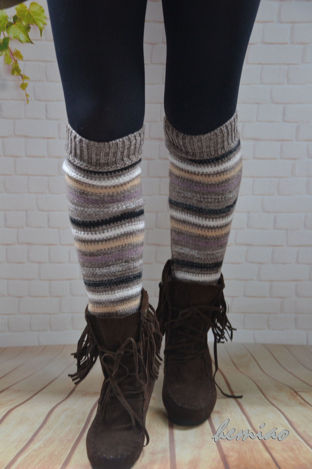 Knit Striped Boot Socks Knit Leg Warmers Adult Legwarmers Etsy