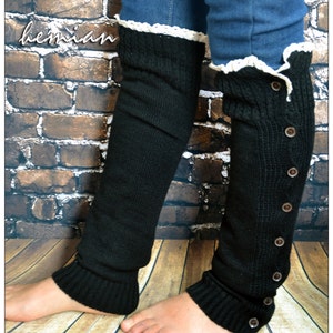 Womens Button Lace Leg Warmers, Womens Boot Cuffs, Womens Boot Socks, button legwarmrs boot warmers,over knee socks image 2