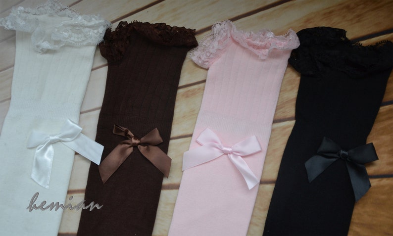white high socks with bows