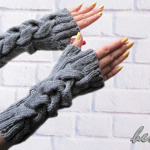 Hand knit Fingerless gloves,  knit  Arm warmers,Hand warmers, wool luxury yarn,hand knit gloves