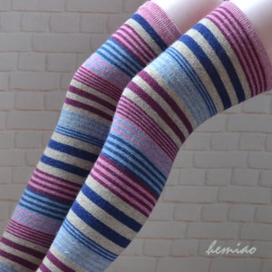 Leg Warmers Womens, Thigh High Stockings, Striped Wool Socks, Thigh High  Strioed Leg Warmers, Over the Knee Socks, Striped Socks -  New Zealand