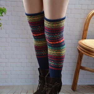 Knit womens leg warmers thigh high socks.over knee socks, Chunky wool socks,Colorful long leg warmer, 18in long socks，gift  for  her