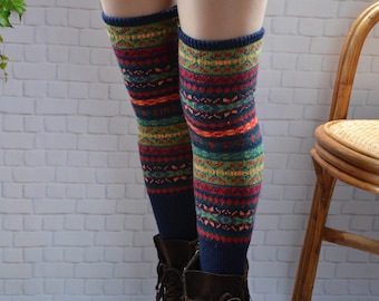 Knit womens leg warmers thigh high socks.over knee socks,winter accessories, Chunky wool socks,Colorful long leg warmer, 18in long socks