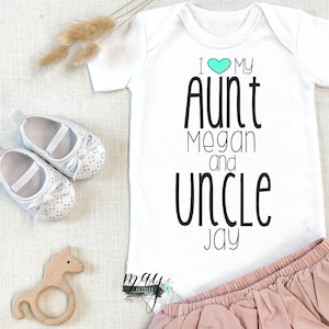 Custom I love My Aunt and Uncle Funny Baby Bodysuit Aunt and Uncle Baby Jumper Auntie Uncle Bodysuit Bild 1