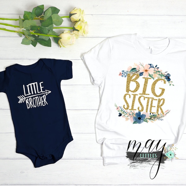 Big Sister & Little Brother T-Shirt and Bodysuit - Promoted to Big Sister - Little Brother Clothes - New Big Sister