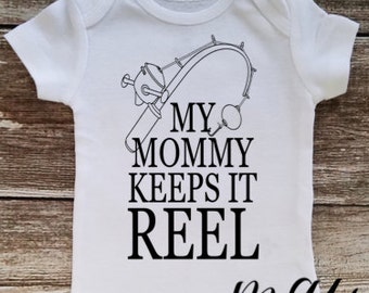 My Mommy Keeps It Reel Fishing Baby Bodysuit - Redneck Jumper - Baby Fishing Bodysuit - Baby Shower Gifts