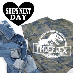 THIRD Birthday Shirt 3rd Birthday Outfit Three Rex Dinosaur Birthday Shirt Girls Dinosaur Birthday Shirt Jurassic Party Birthday Shirt image 7