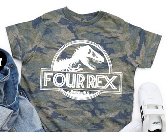 Fourth Birthday Shirt Four Rex 4th Birthday Outfit Dinosaur Birthday Outfit 4 Rex Shirt Jurassic Birthday Shirt Girls Dinosaur Birthday