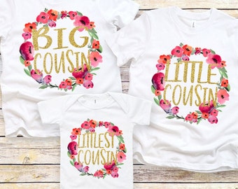 Big Little Littlest Cousin - Cousin Tees - Promoted to Big Cousin - New Cousin Bodysuit