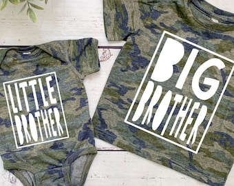 Big Brother & Little Brother T-Shirt Bodysuit Matching Sibling Outfits Promoted to Big Brother Big Little Brother Tees