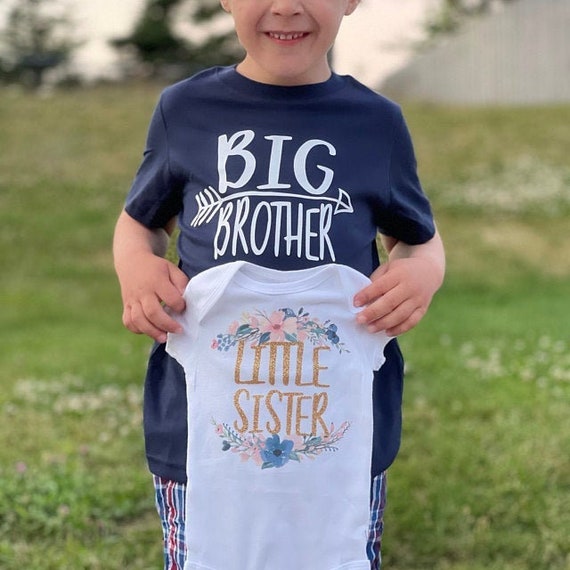 Big Brother Little Sister Navy Blue T-Shirt, Sis & Bro Matching Outfits