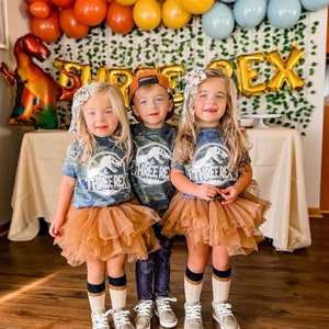 THIRD Birthday Shirt 3rd Birthday Outfit Three Rex Dinosaur Birthday Shirt Girls Dinosaur Birthday Shirt Jurassic Party Birthday Shirt image 3