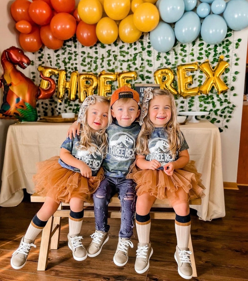 THIRD Birthday Shirt 3rd Birthday Outfit Three Rex Dinosaur Birthday Shirt Girls Dinosaur Birthday Shirt Jurassic Party Birthday Shirt image 1