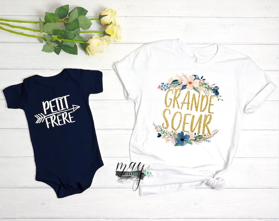 Grande Soeur Petit Frere Big Sister Little Brother T shirt and